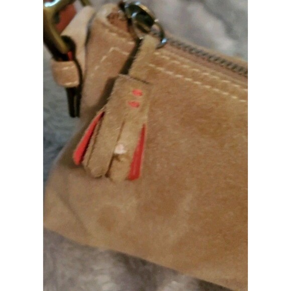 Vintage Coach 7470 Hamptons Demi Baguette Shoulder Bag Beige Suede Brown Leather - Picture 13 of 16
